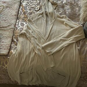 Barefoot Dreams CozyChic Ultra lite hooded seashore cardigan. Never worn.